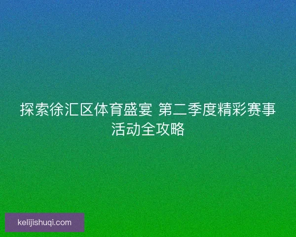 探索徐汇区体育盛宴 第二季度精彩赛事活动全攻略